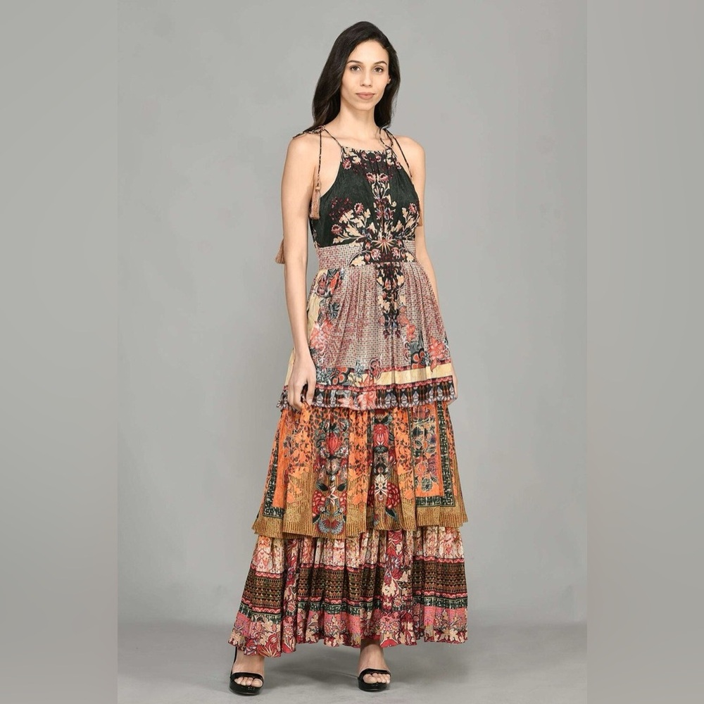 Anthropologie Bhanuni by Jyoti Tiered Halter Maxi Dress - Picture 3 of 11